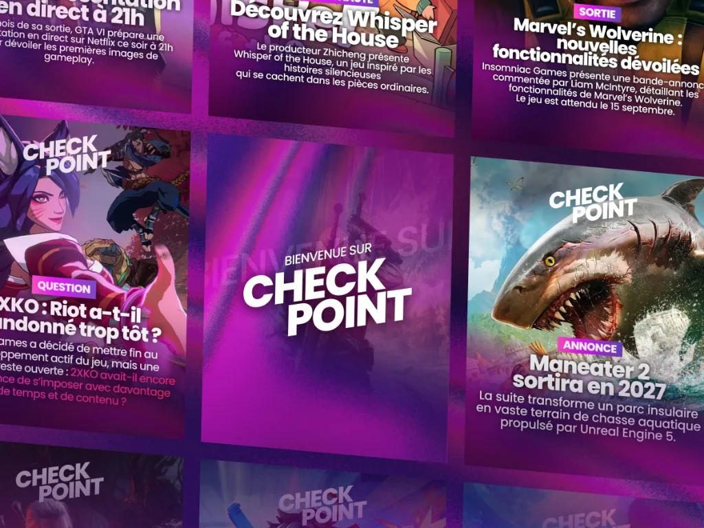 Composition : « Des visuels pensés pour chaque jeu » et plusieurs publications Checkpoint