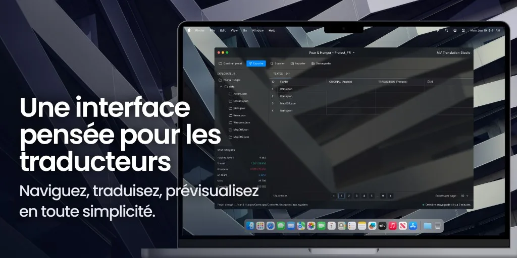 Composition sombre : « Une interface pensée pour les traducteurs » et l’application en situation