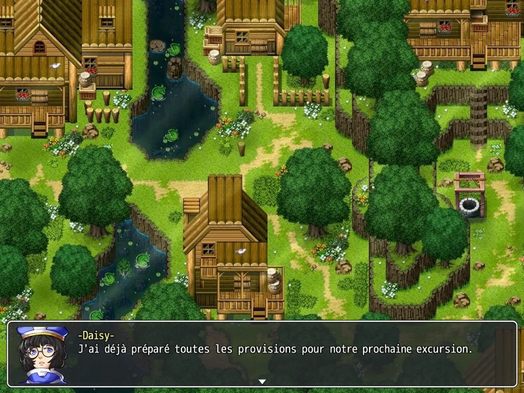 Aperçu du jeu dans l’application : une boîte de dialogue affichée avec le texte traduit